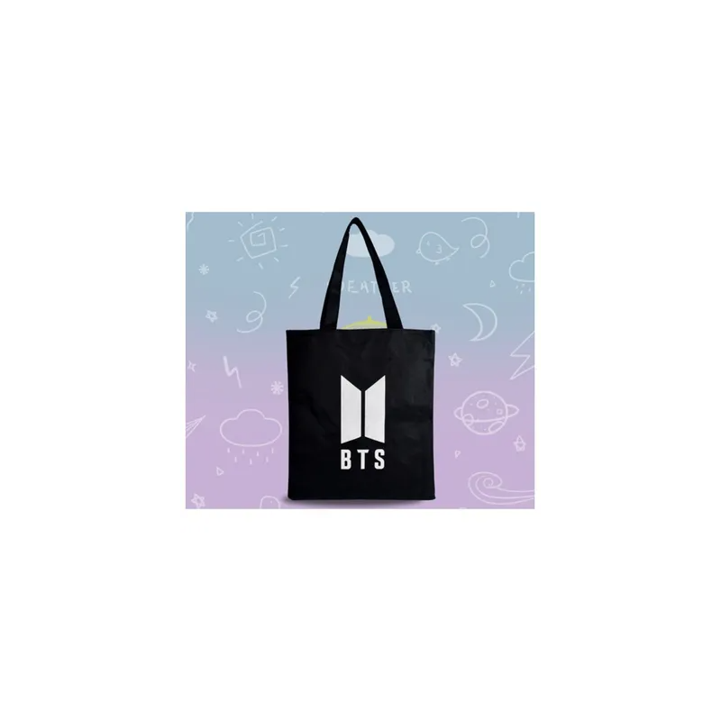 New choices of BTS White Logo Canvas Tote Bag Casual Printed Tote Bag