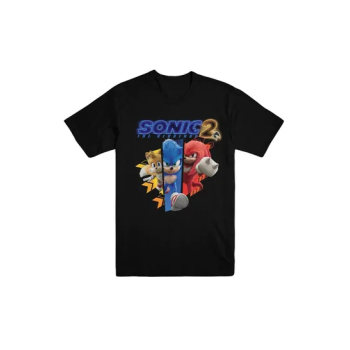 New Printed Sonic 2 Character Running Unisex Black Tee Top