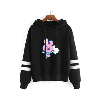 New spring and autumn BT21 Cooky bulletproof group BTS Sweater hoodie for Unisex adult Black