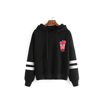 New spring and autumn BT21 Tata BTS top sweater hoodie for Unisex Adult Black