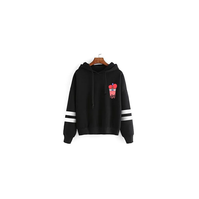 New spring and autumn BT21 Tata BTS top sweater hoodie for Unisex Adult Black