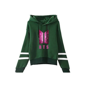 New spring and autumn group BTS Pin Logo sweater Top Hoodie for Unisex Adult Green