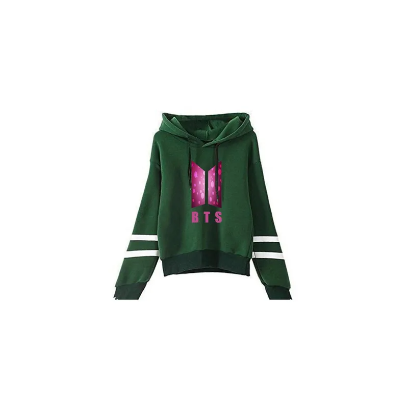 New spring and autumn group BTS Pin Logo sweater Top Hoodie for Unisex Adult Green
