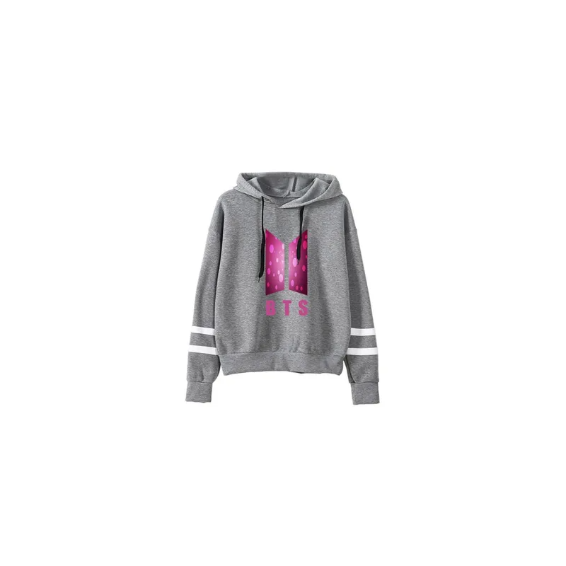 New spring and autumn group BTS Pin Logo sweater Top Hoodie for Unisex Adult Grey