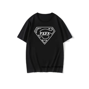 New Super Papa Fathers Day Gift 2022 Dads Funny Black T-shirt