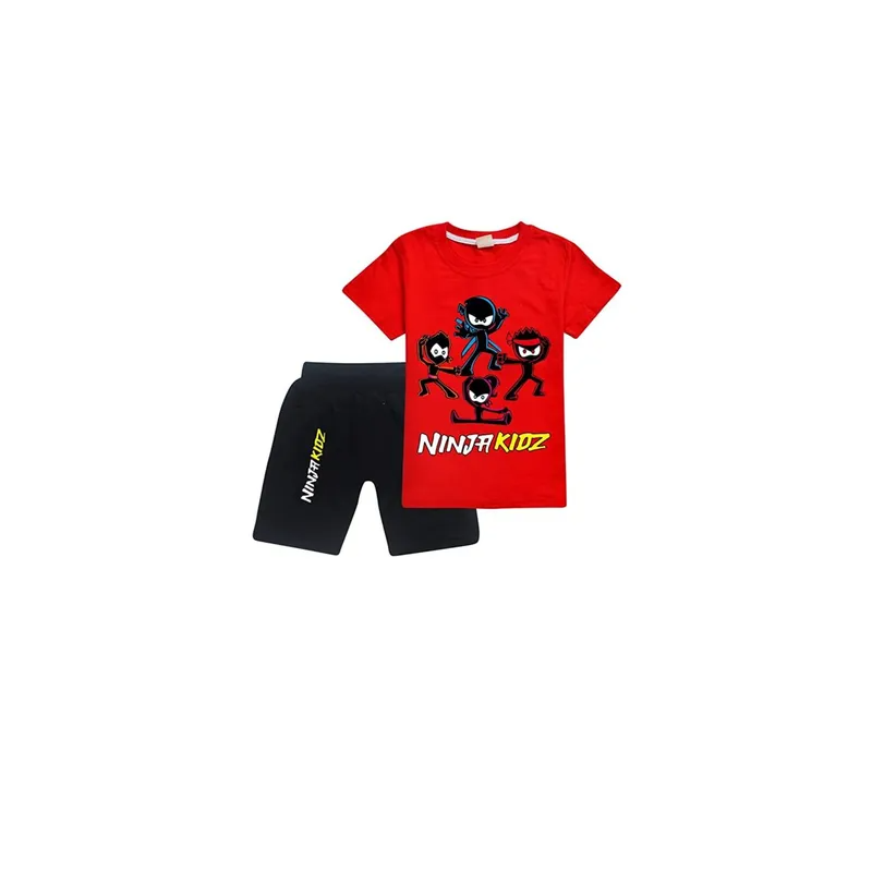 Ninja Kids Unisex Summer Kids Cartoon Short and Sleeve with Red T-Shirt