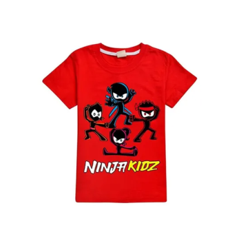 Ninja Kids Unisex Summer Kids Cartoon Short and Sleeve with Red T-Shirt