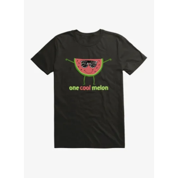 One Cool Melon Printed Unisex Round Neck Short Sleeve Black T-shirt Xs