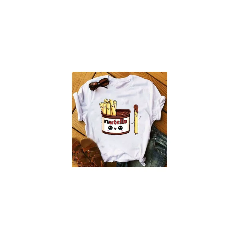 Nutella Printed Round Neck Short Sleeve T-shirt