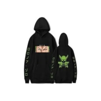 One Piece Zoro Anime Character Hoodie Black