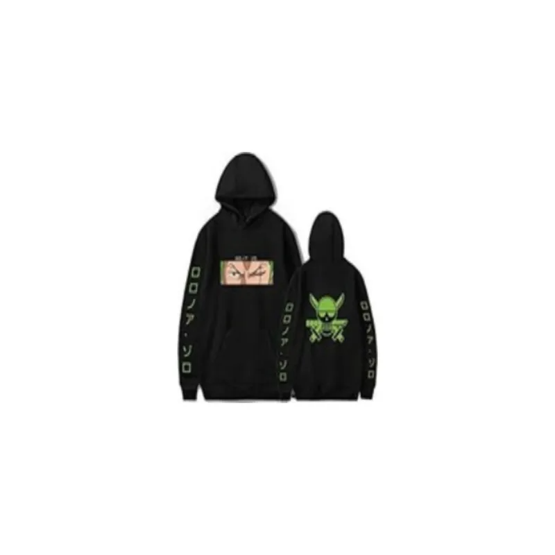 One Piece Zoro Anime Character Hoodie Black