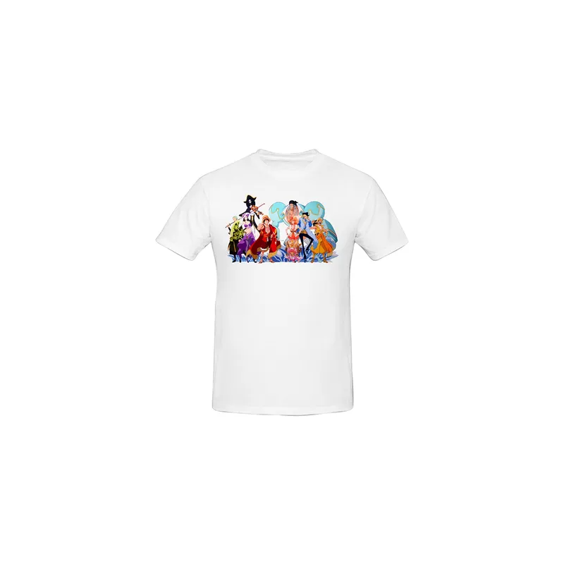 One Piece Printed Cotton Short Sleeve T-Shirt White