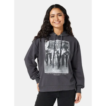 Oversized FRIENDS Printed Hoodie Gray