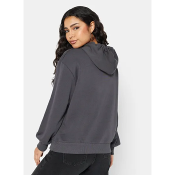 Oversized FRIENDS Printed Hoodie Gray