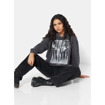 Oversized FRIENDS Printed Hoodie Gray