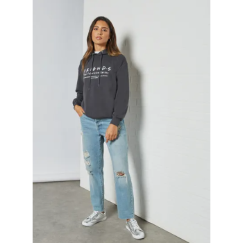 Oversized FRIENDS Printed Hoodie Grey