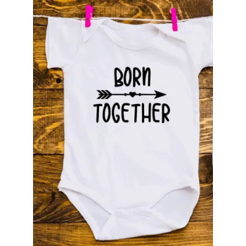 Pack Of 2 Born Together Friends Forever Printed Unisex Twins Baby Romper
