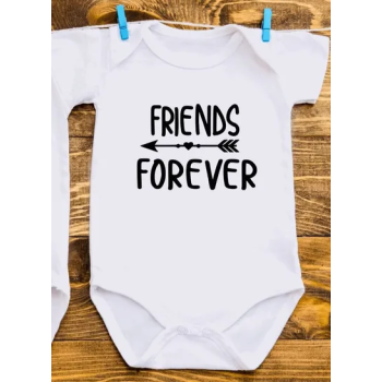 Pack Of 2 Born Together Friends Forever Printed Unisex Twins Baby Romper