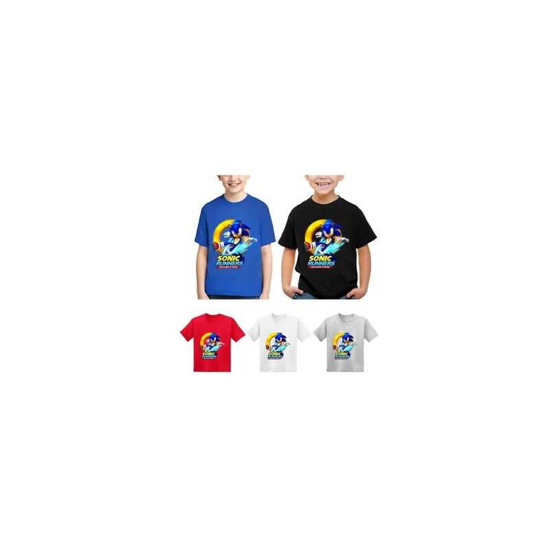 Pack of 5 boys Sonic the Hedgehog printed Youth family T-shirt Tops Shirts Boy Girl Tops up D 2