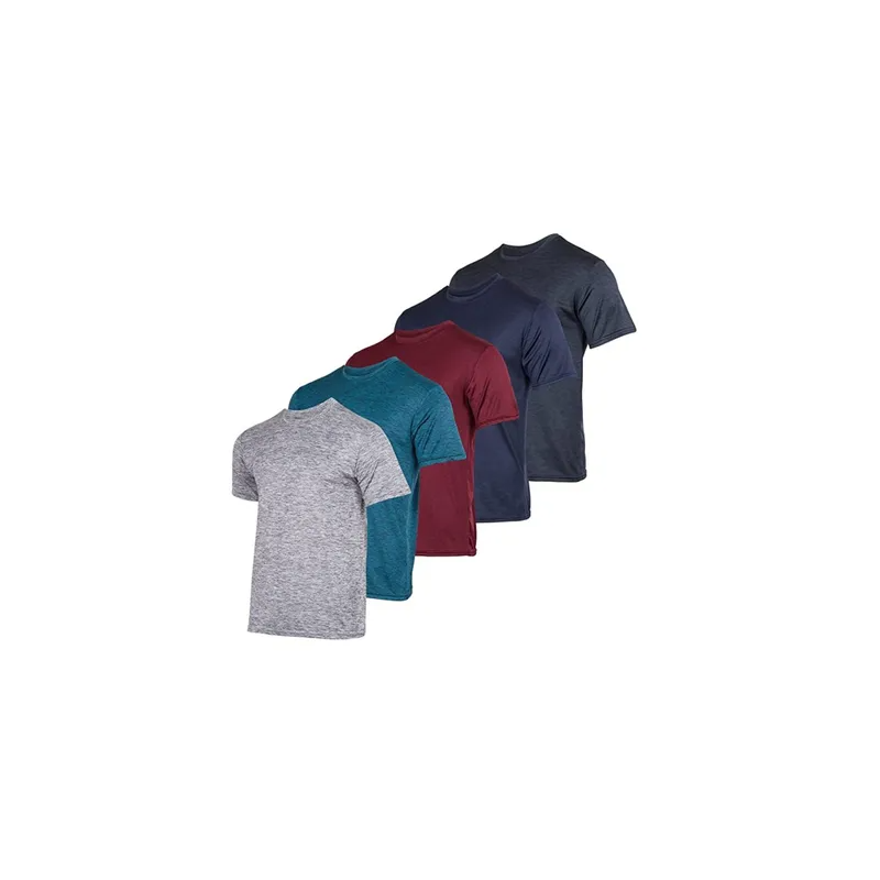 Pack of 5: Men's Dry- Fit Moisture Wicking Active Athletics Performace Crew T-shirts --