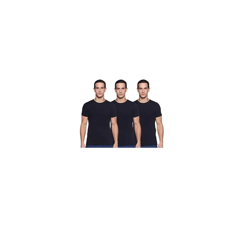 Pack of Three Black Plain Round Neck T-Shirt - Cotton T-shirt for Men