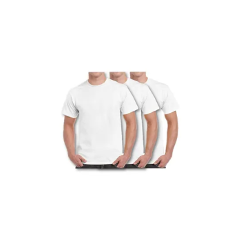 Pack of Three White Plain Round Neck Basic Cotton Tshirt for Men