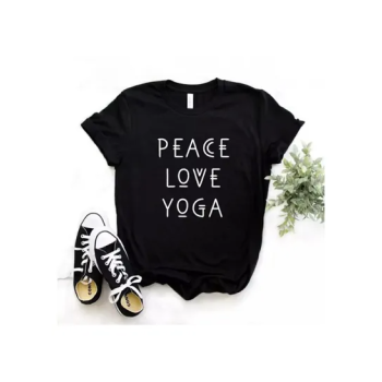 Peace Love Yoga Printed Tee Adult Unisex T-shirt Black