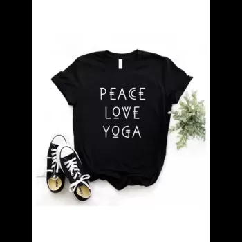 Peace Love Yoga Printed Tee...