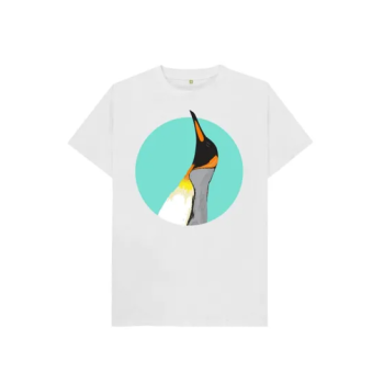 Penguin Printed Classic Round Neck Short Sleeve White T-shirt