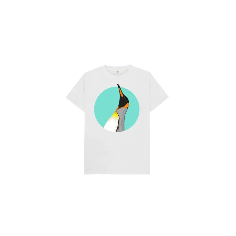Penguin Printed Classic Round Neck Short Sleeve White T-shirt
