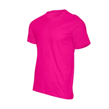 Plain Round Neck Half Sleeve Fuchsia Pink T-Shirt