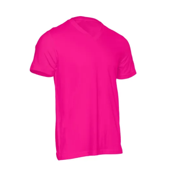 Plain Round Neck Half Sleeve Fuchsia Pink T-Shirt