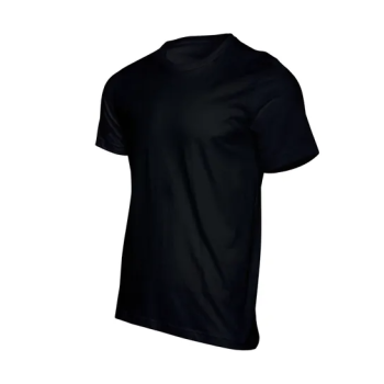 Plain Unisex Round Neck Half Sleeve Black T-shirt