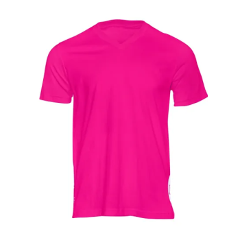 Plain Unisex Round Neck Half Sleeve Fushia T-Shirt