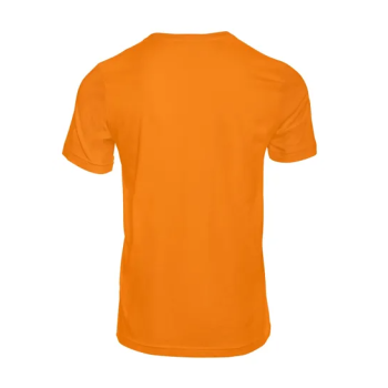 Plain Unisex Round Neck Half Sleeve Orange T-shirt