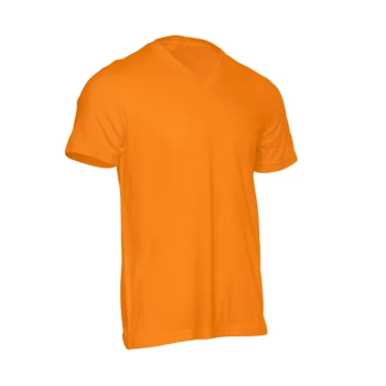 Plain Unisex Round Neck Half Sleeve Orange T-shirt