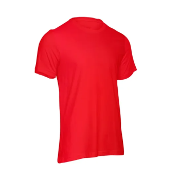 Plain Unisex Round Neck Half Sleeve Red T-shirt