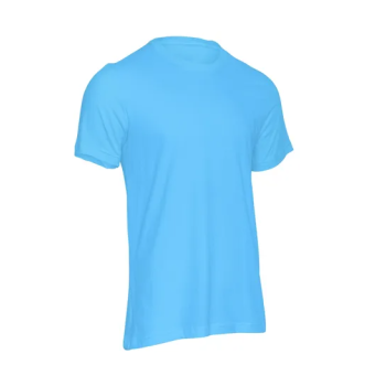 Plain Unisex Round Neck Half Sleeve Sky Blue T-Shirt