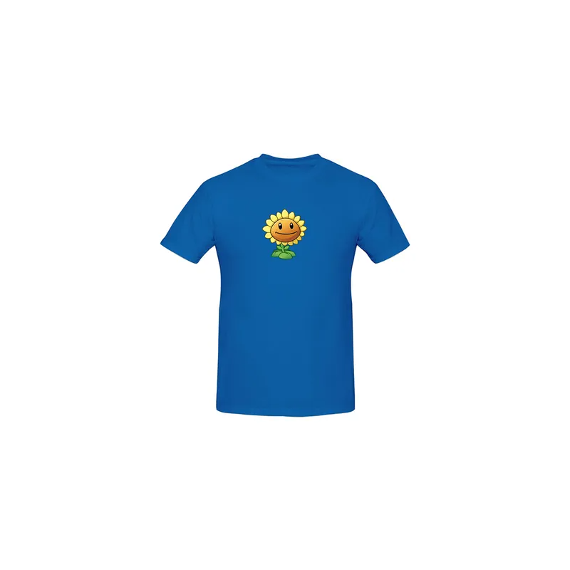 Plants Vs Zombies Sunflower Printed Cotton Short Sleeves T-Shirt Blue