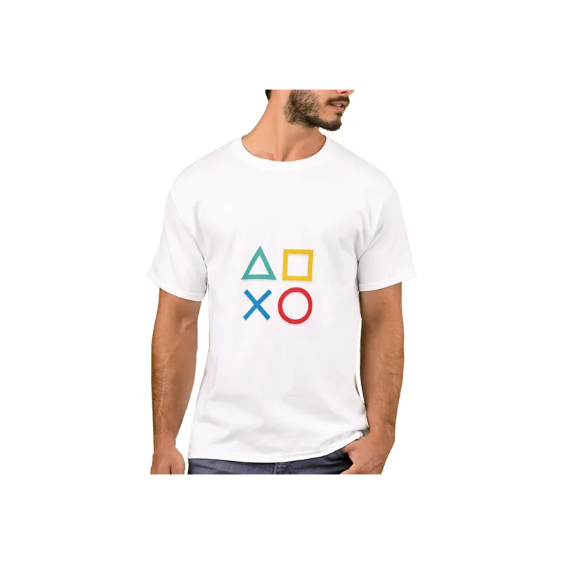 PlayStation Buttons Print Short Sleeve TShirt White