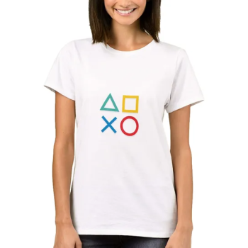 PlayStation Buttons Print Short Sleeve T-Shirt colour White