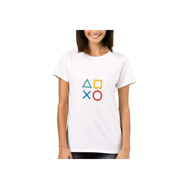 PlayStation Buttons Print Short Sleeve T-Shirt colour White