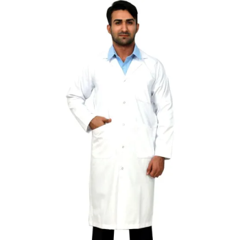 Pocket Detail Solid Lab Coat White