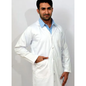 Pocket Detail Solid Lab Coat White