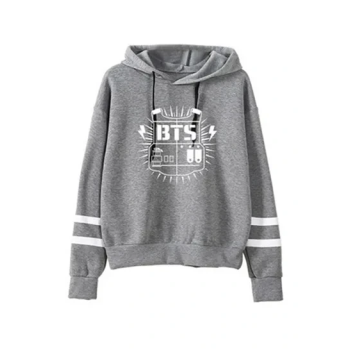 Hooded Sweatshirt With Drawstrings Grey