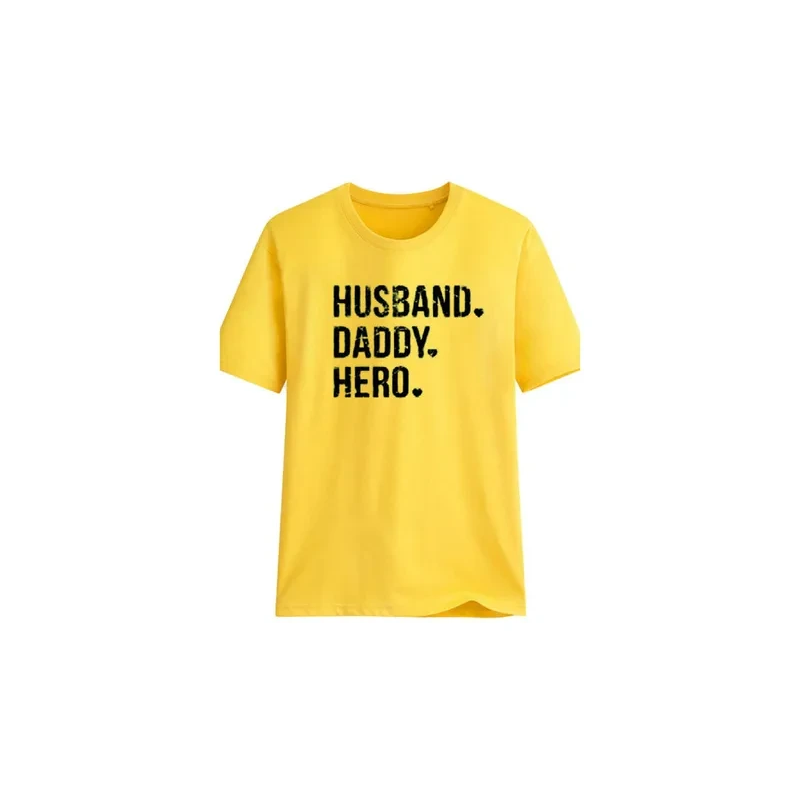 Husband Daddy Hero Printed T-Shirt Yellow/Black