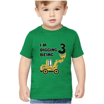 I am digging printed 3 Year Birthday Green T-shirt