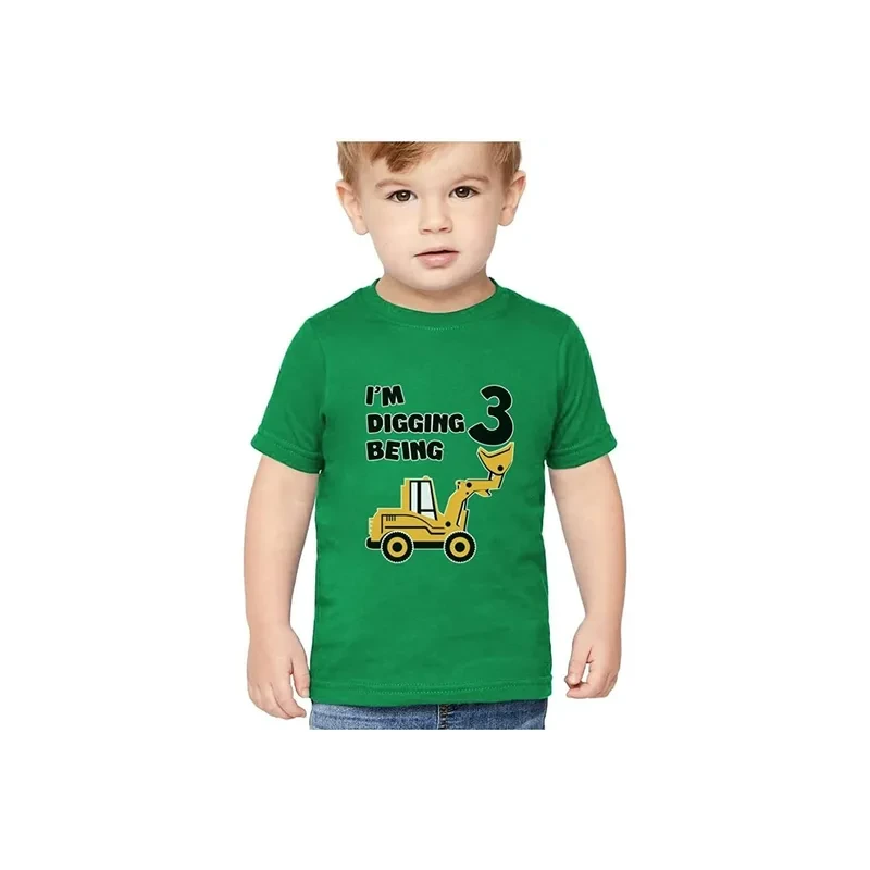 I am digging printed 3 Year Birthday Green T-shirt