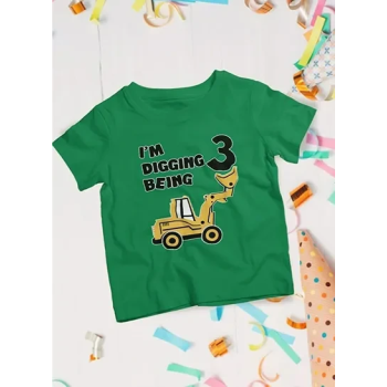 I am digging printed 3 Year Birthday Green T-shirt