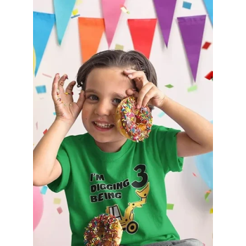 I am digging printed 3 Year Birthday Green T-shirt